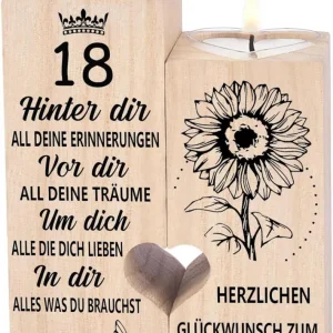 18. Geburtstag Kerzenständer Holz Herz Teelichthalter