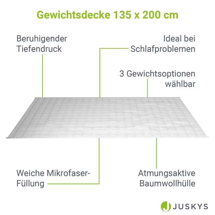 Gewichtsdecke 135x200 cm für besseren Schlaf 7 kg