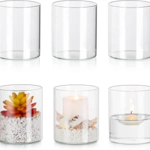 Glasseam Kerzenhalter Glas Stumpenkerzen Schwimmkerzen 6er