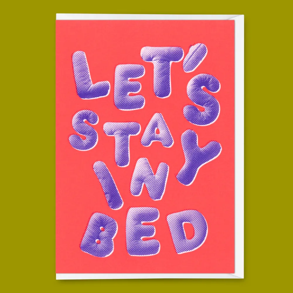 Grußkarte "Let`s stay bed" | Schöne Klappkarte für Verliebte