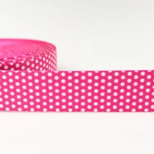 1m Gurtband 3cm pink mit weißen Punkten