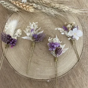 Haarnadel mit Trockenblumen Flieder/Lila