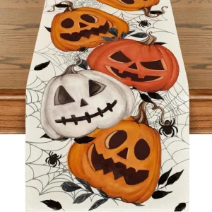 Halloween Tischläufer Spinnennetz Jack-o-Laterne 40x140 cm