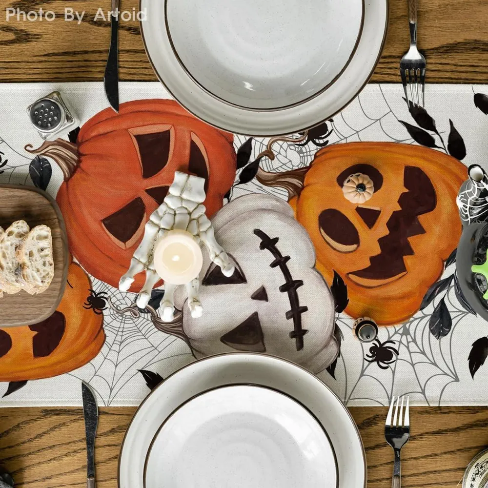 Halloween Tischläufer Spinnennetz Jack-o-Laterne 40x140 cm