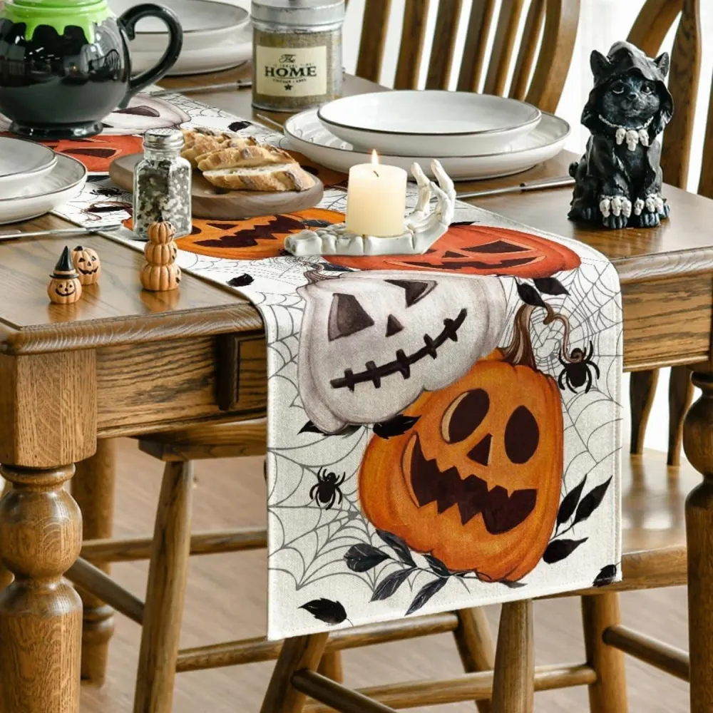 Halloween Tischläufer Spinnennetz Jack-o-Laterne 40x140 cm