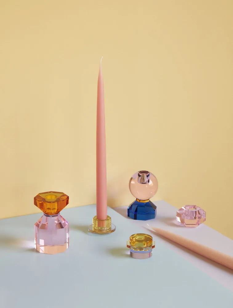 Hübsch Kiosk Kerzenständer Gelb/Lila (2er Set)