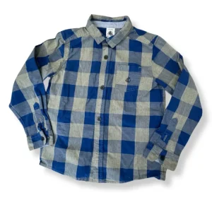 Hemd Blau und Grau kariert Gr.110 | Petit Bateau