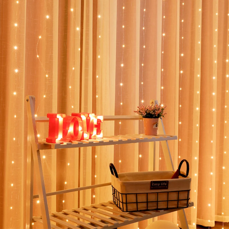 Hengda LED Lichtervorhang Weihnachtsbeleuchtung 3x3M Lichternetz string Lichterkette