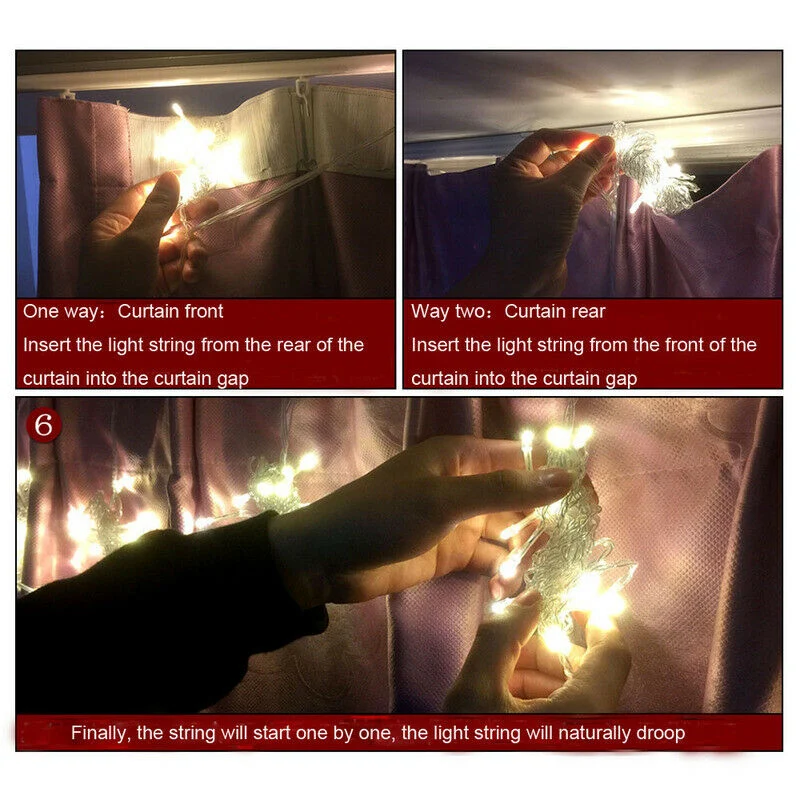 Hengda LED Lichtervorhang Weihnachtsbeleuchtung 3x3M Lichternetz string Lichterkette