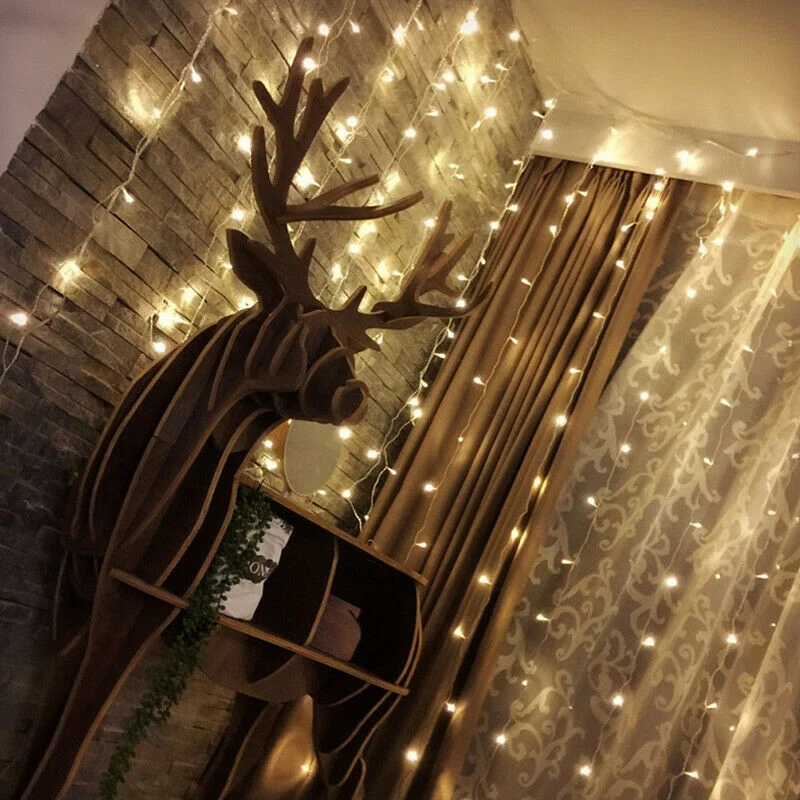 Hengda LED Lichtervorhang Weihnachtsbeleuchtung 3x3M Lichternetz string Lichterkette