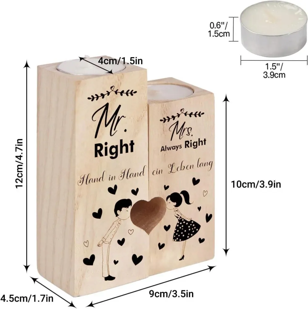 Herzförmiger Kerzenhalter für Hochzeit und Verlobung - Set