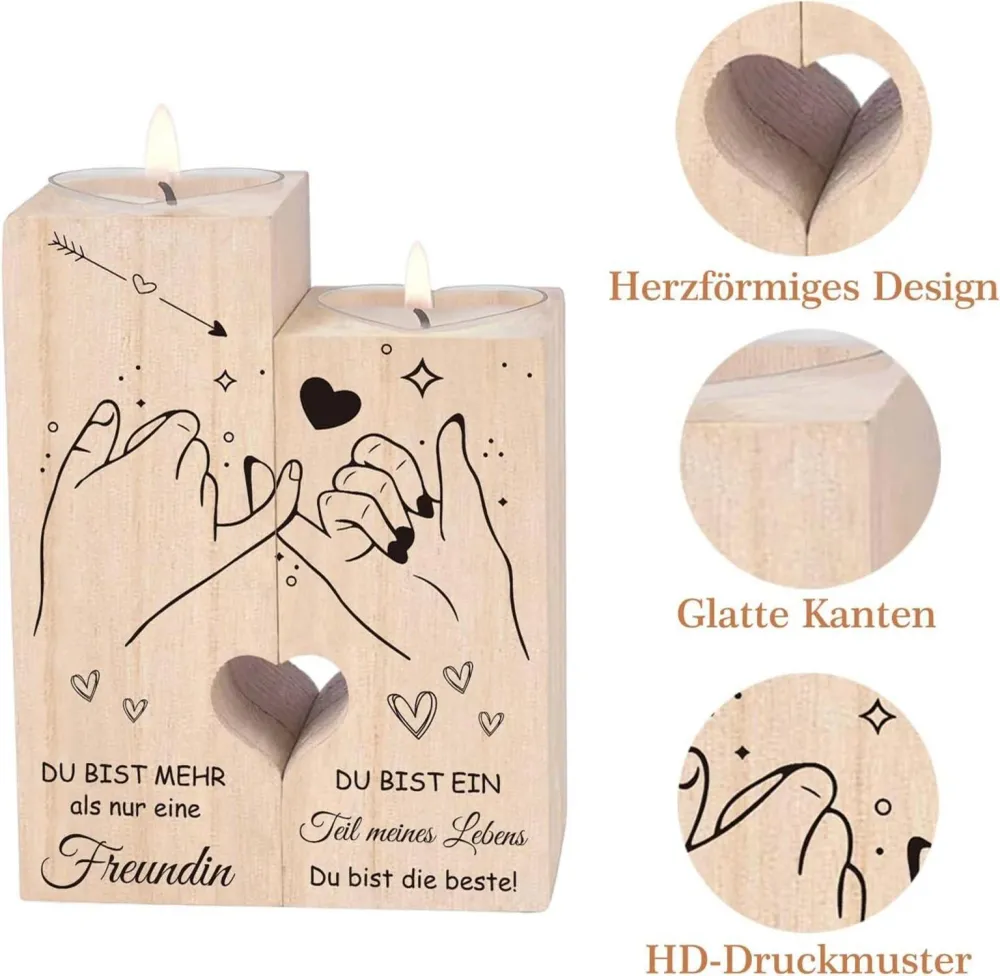 Herzförmiger Kerzenständer Holz für