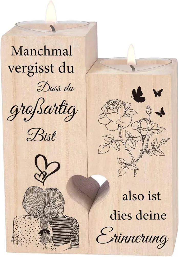 Herzförmiger Kerzenständer Holz Teelichthalter Geschenk
