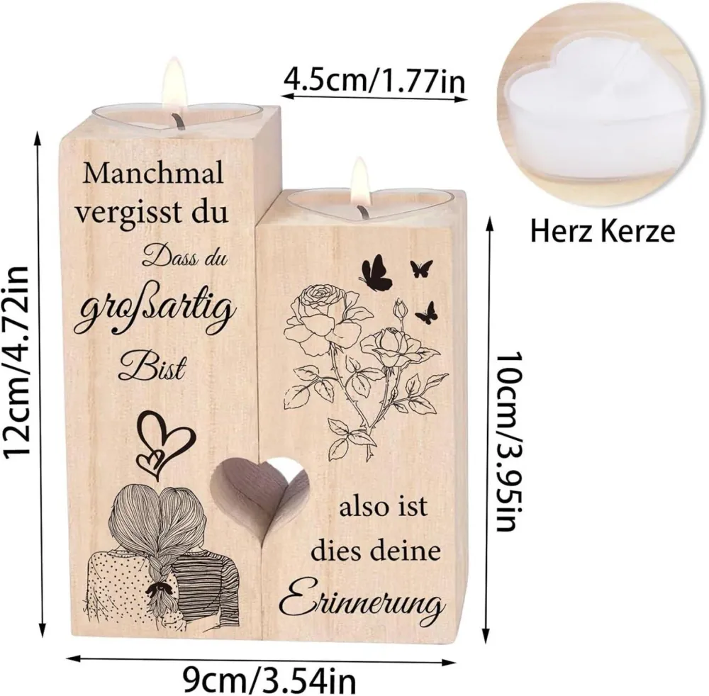 Herzförmiger Kerzenständer Holz Teelichthalter Geschenk