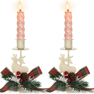 Hirsch Kerzenständer Weihnachten Tischdeko Vintage Metall 2
