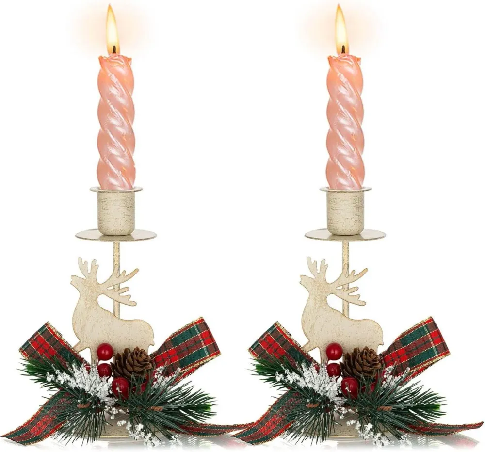 Hirsch Kerzenständer Weihnachten Tischdeko Vintage Metall 2