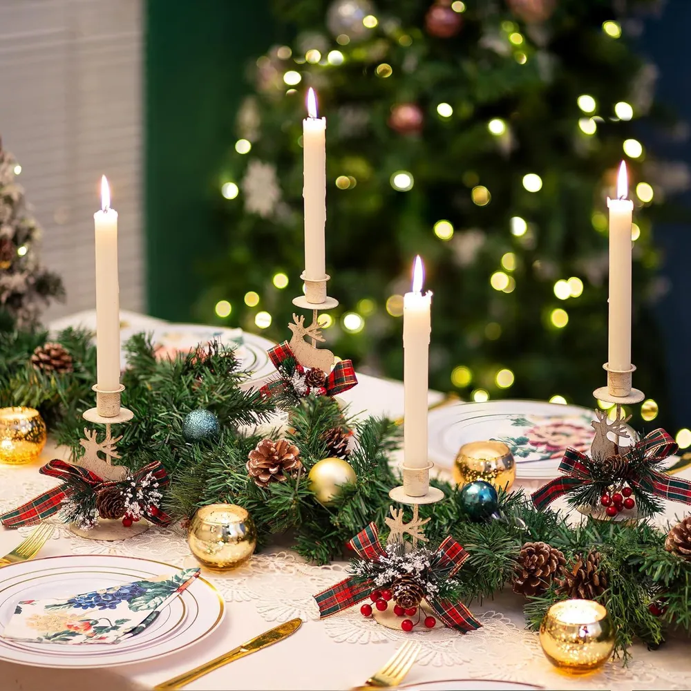 Hirsch Kerzenständer Weihnachten Tischdeko Vintage Metall 2