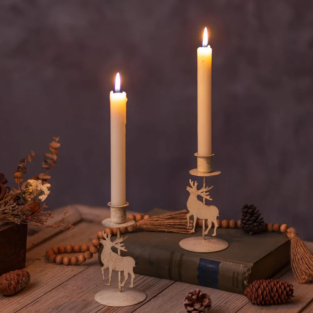 Hirsch Kerzenständer Weihnachten Tischdeko Vintage Metall 2