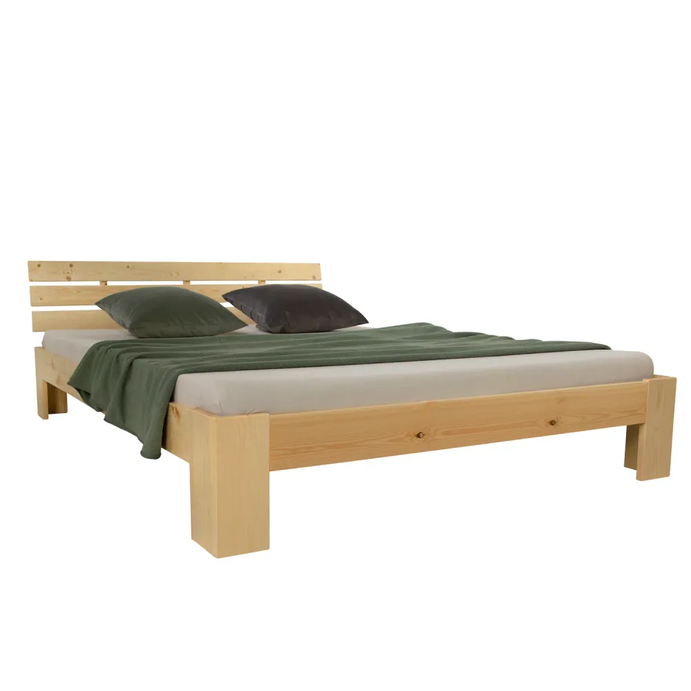 Holzbett 120x200 cm Natur | Doppelbett | mit Lattenrost | massiv | Kind Jugend Gast