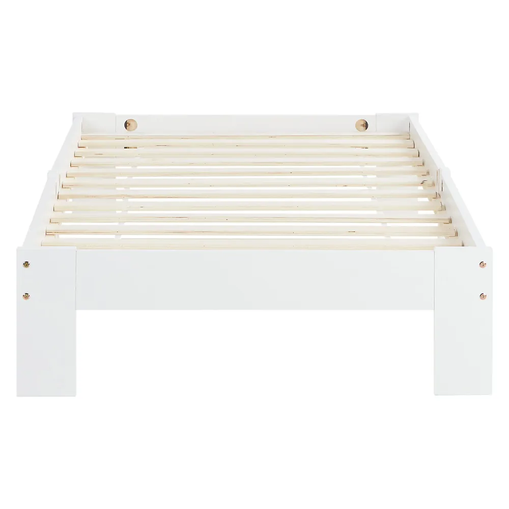 Holzbett 90x200 cm Weiss | Einzelbett | mit Lattenrost | massiv | Kind Jugend Gast