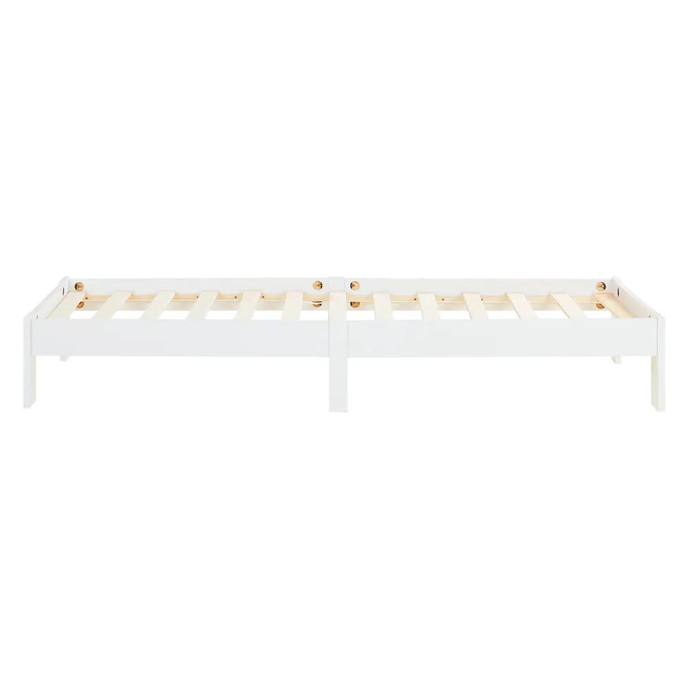 Holzbett 90x200 cm Weiss | Einzelbett | mit Lattenrost | massiv | Kind Jugend Gast