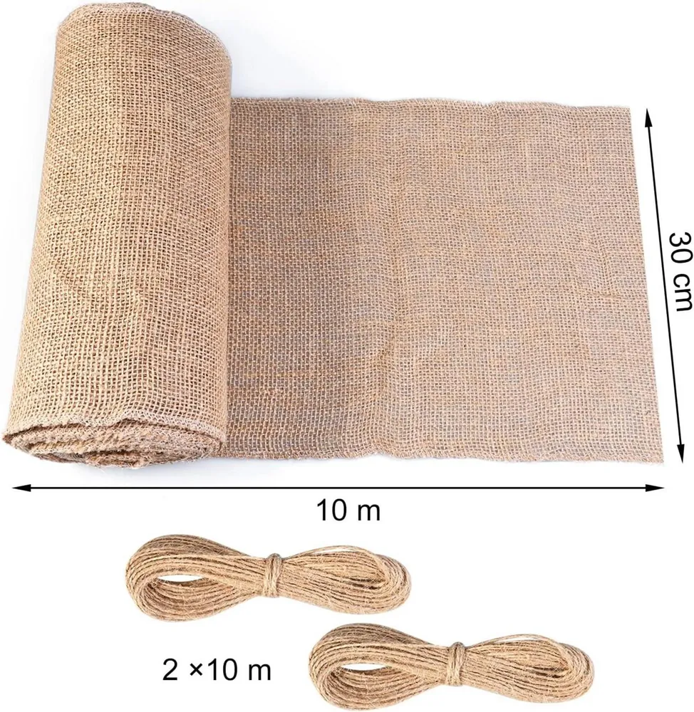 Jute Tischläufer 30cmx10m inkl. Jute-Schnur - Natur