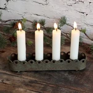 Kerzenhalter Advent 4er mit Spitzenkante Chic Antique