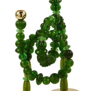 Kerzenhalter BEADS grün mit goldenen Elementen