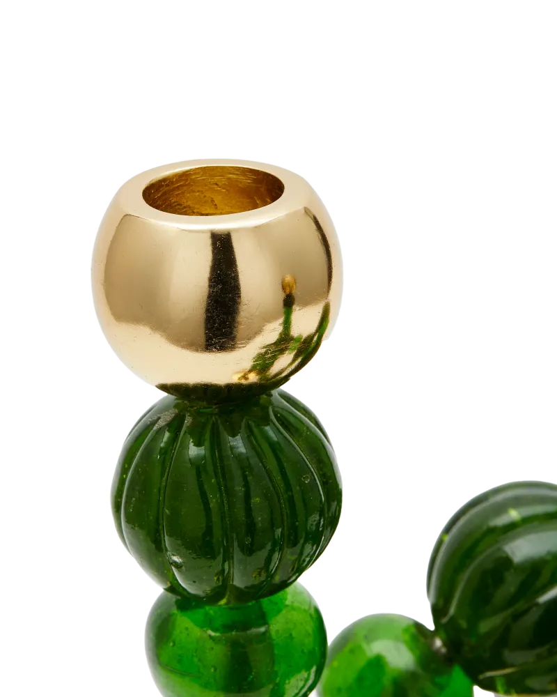 Kerzenhalter BEADS grün mit goldenen Elementen