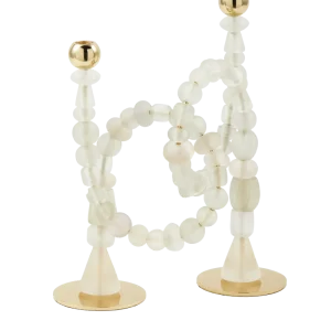 Kerzenhalter BEADS weiß mit goldenen Elementen