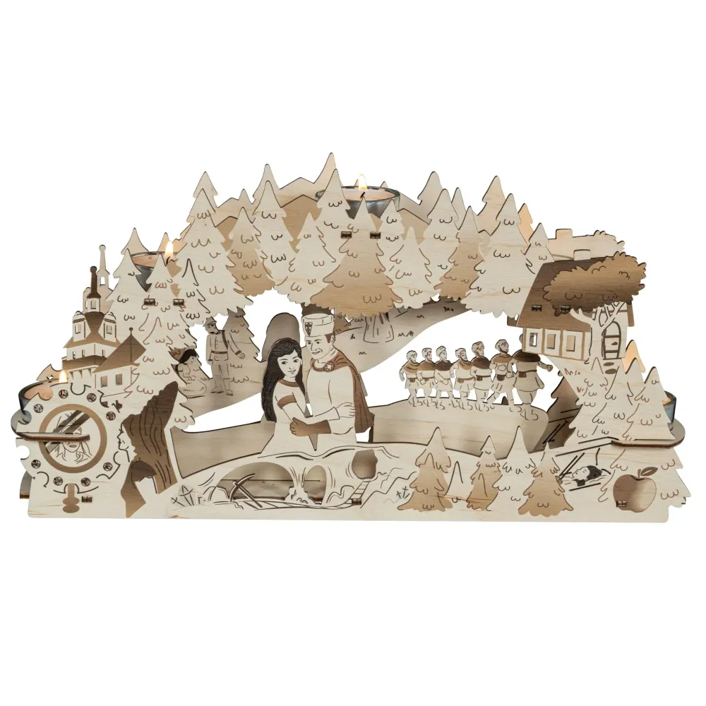 Kerzenhalter "DEFA-Schneewittchen" für 5 Teelichte, farbig abgesetzt, 37 cm