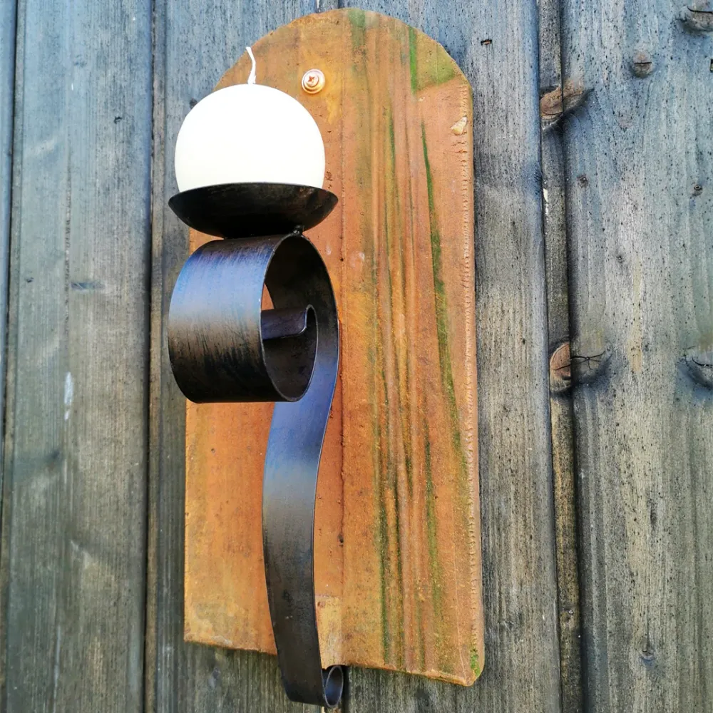 Kerzenhalter für die Wand mit Dachziegel - Vintage