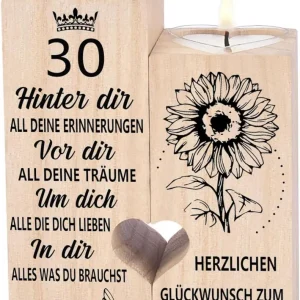 Kerzenhalter Holz Herzform 30. Geburtstag Geschenk Frau Mama