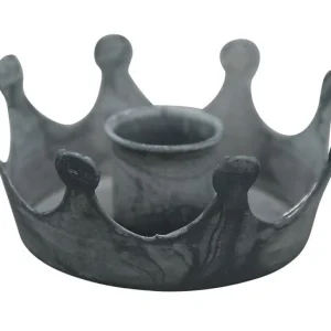 Kerzenhalter Kronenform, zinkfarben, Metall