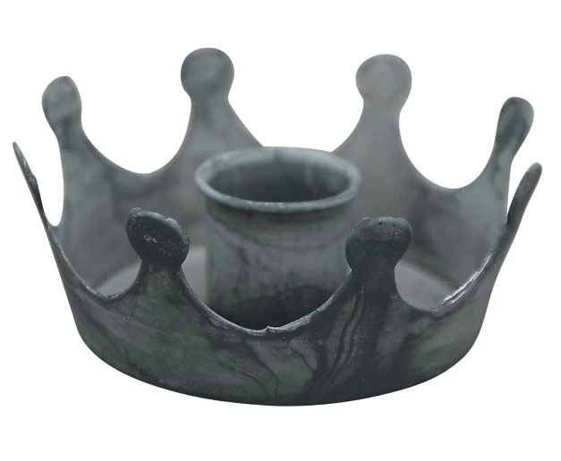 Kerzenhalter Kronenform, zinkfarben, Metall