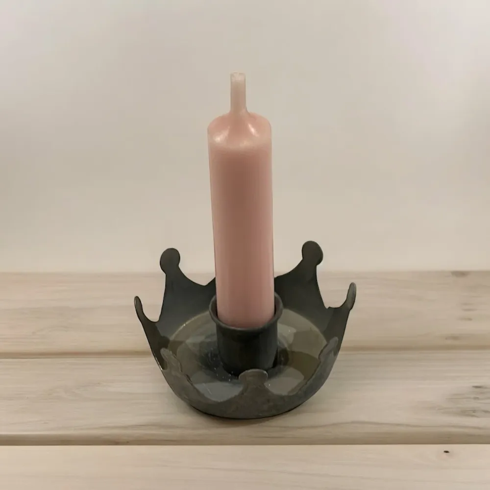 Kerzenhalter Kronenform, zinkfarben, Metall