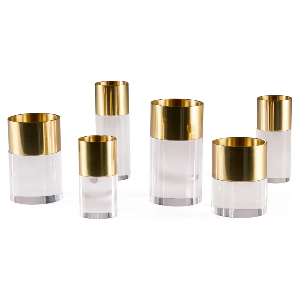 Kerzenhalter Set aus Acryl 'JACQUES CANDLE HOLDER' transparent/gold