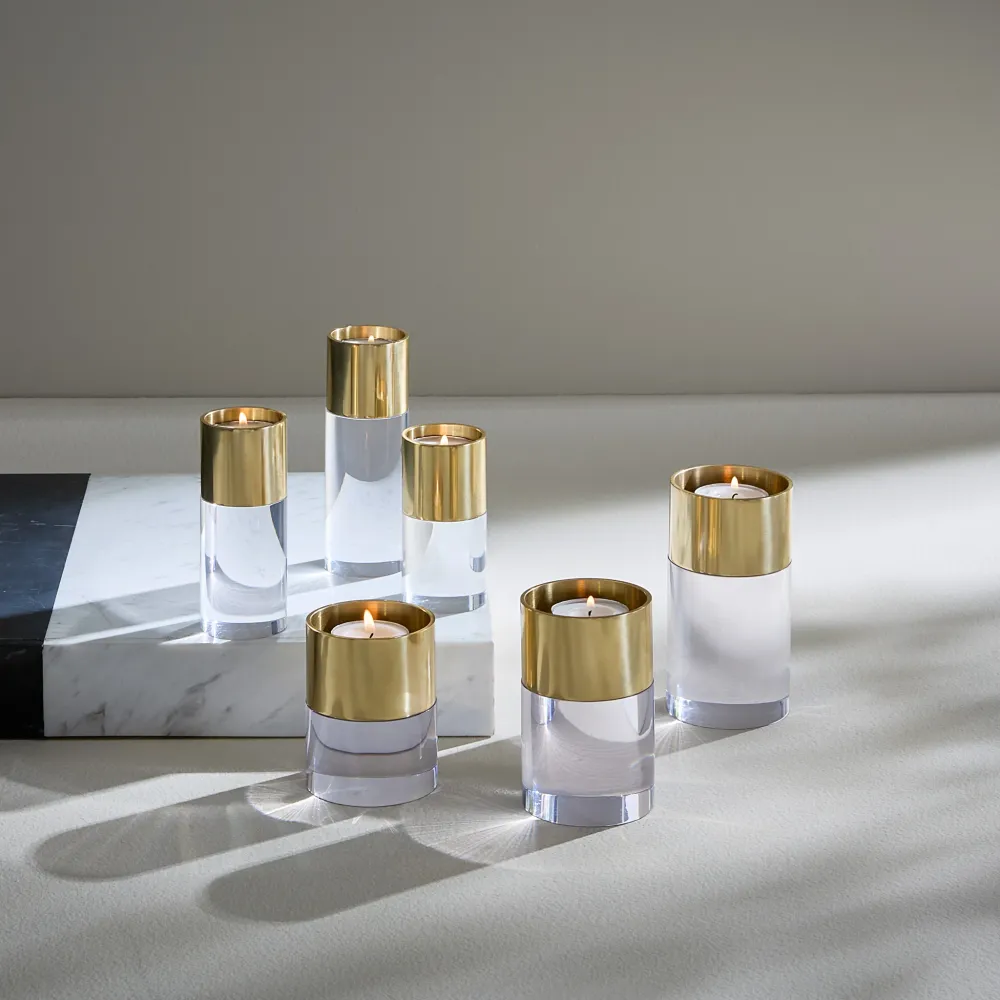 Kerzenhalter Set aus Acryl 'JACQUES CANDLE HOLDER' transparent/gold