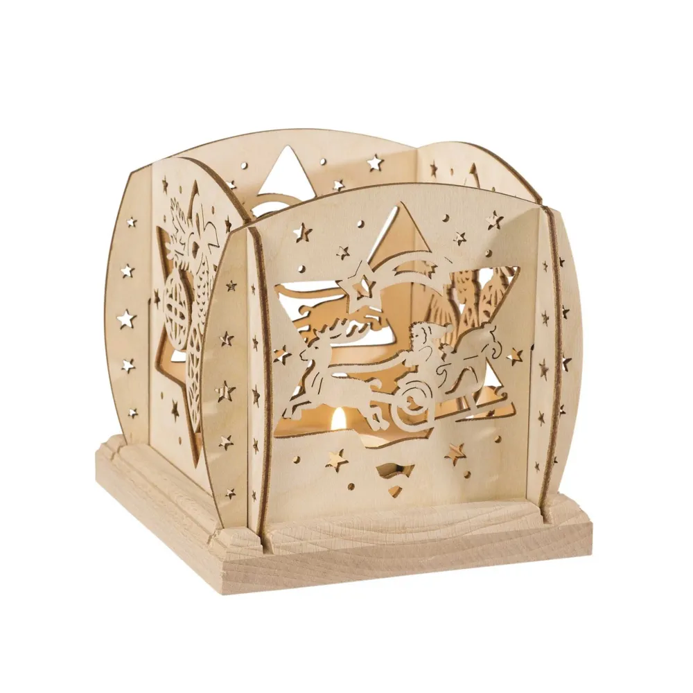 Kerzenhalter "Weihnachtsmann" für 1 Teelicht, natur, 12 cm