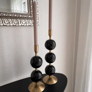 Kerzenhalter Yara Kugelform Schwarz/ Gold Größe 27 cm