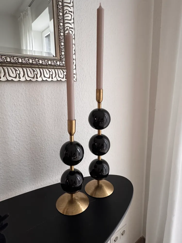 Kerzenhalter Yara Kugelform Schwarz/ Gold Größe 27 cm