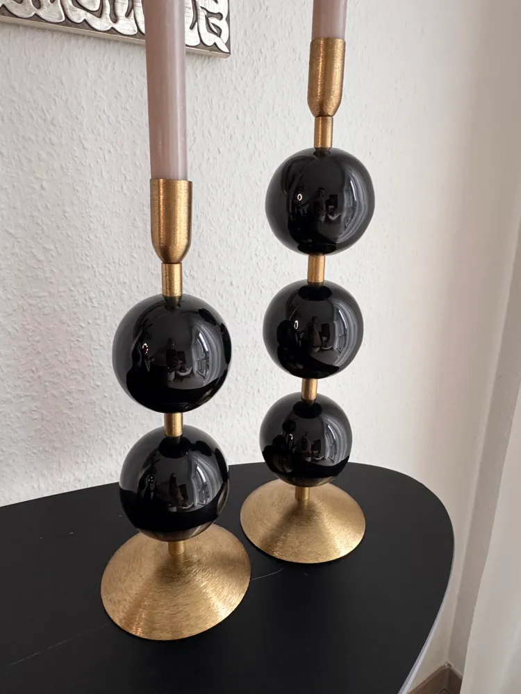 Kerzenhalter Yara Kugelform Schwarz/ Gold Größe 27 cm