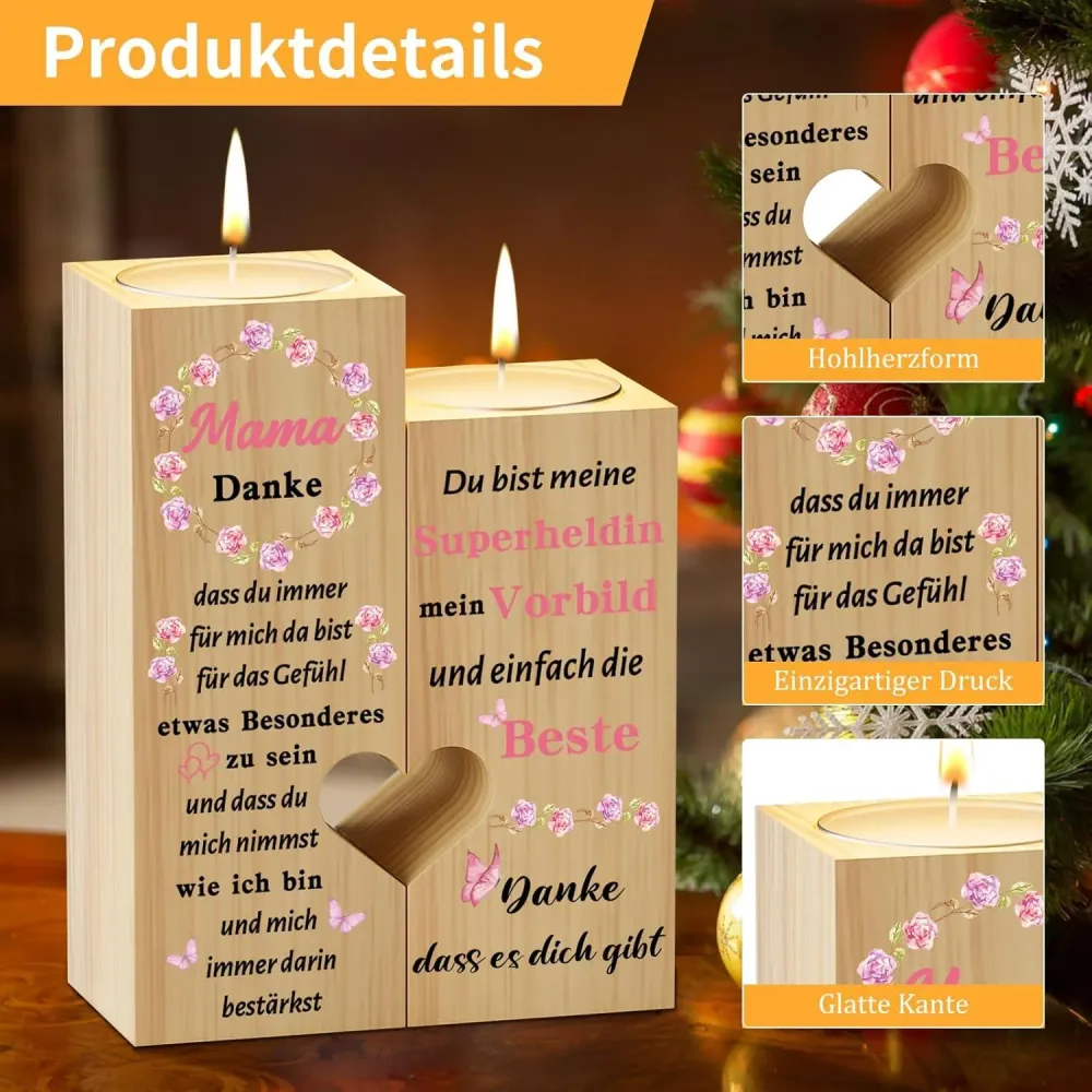 Kerzenständer Herzform Mama Geschenke Muttertag Weihnachten