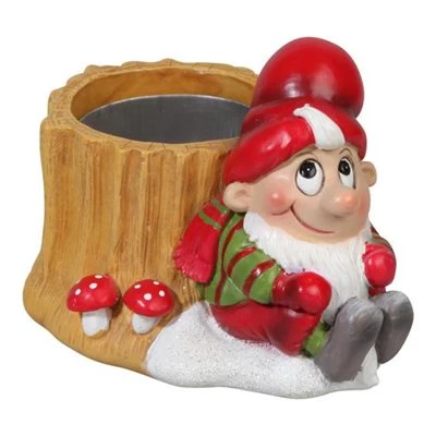 Kerzenständer mit sitzendem Julius-Nisse, H 12cm, Durchm. 5 cm 1/Karton, Rot