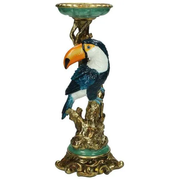 Kerzenständer Tukan – Bunter Kerzenhalter – 30 cm – Tropisches Design – Indoor & Outdoor