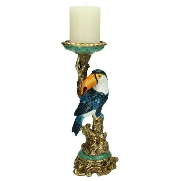 Kerzenständer Tukan – Bunter Kerzenhalter – 30 cm – Tropisches Design – Indoor & Outdoor