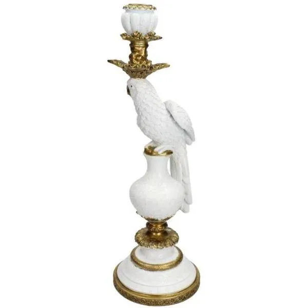 Kerzenständer – Weißer Vogel – ↑40 cm – Dekorativer Kerzenhalter aus Polyresin – Stilvolle Vogelfigur – Wohnaccessoire für...