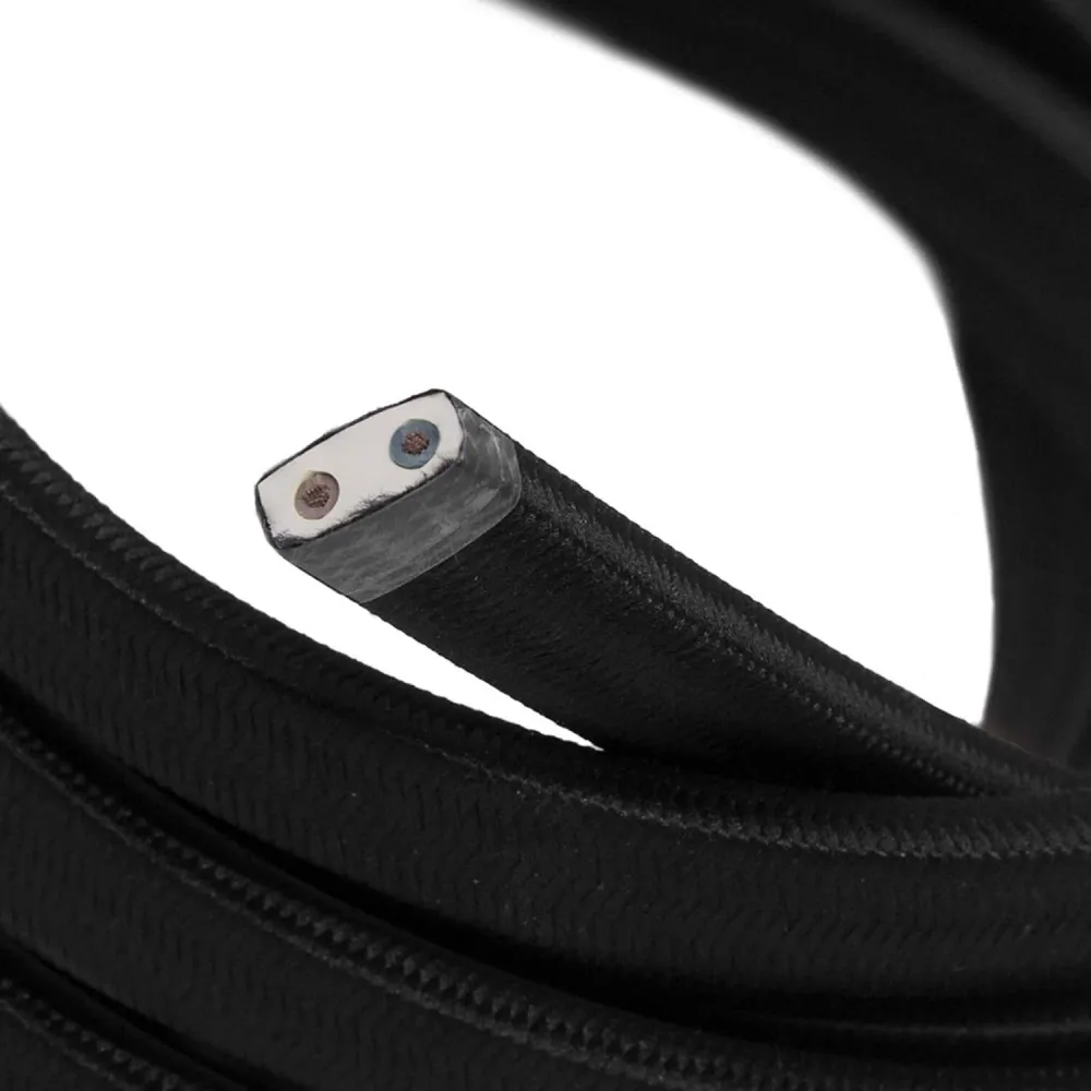 Kettenseilkabel für Lichterkette, ummantelt mit Stoff Schwarz CM04 – UV-beständig