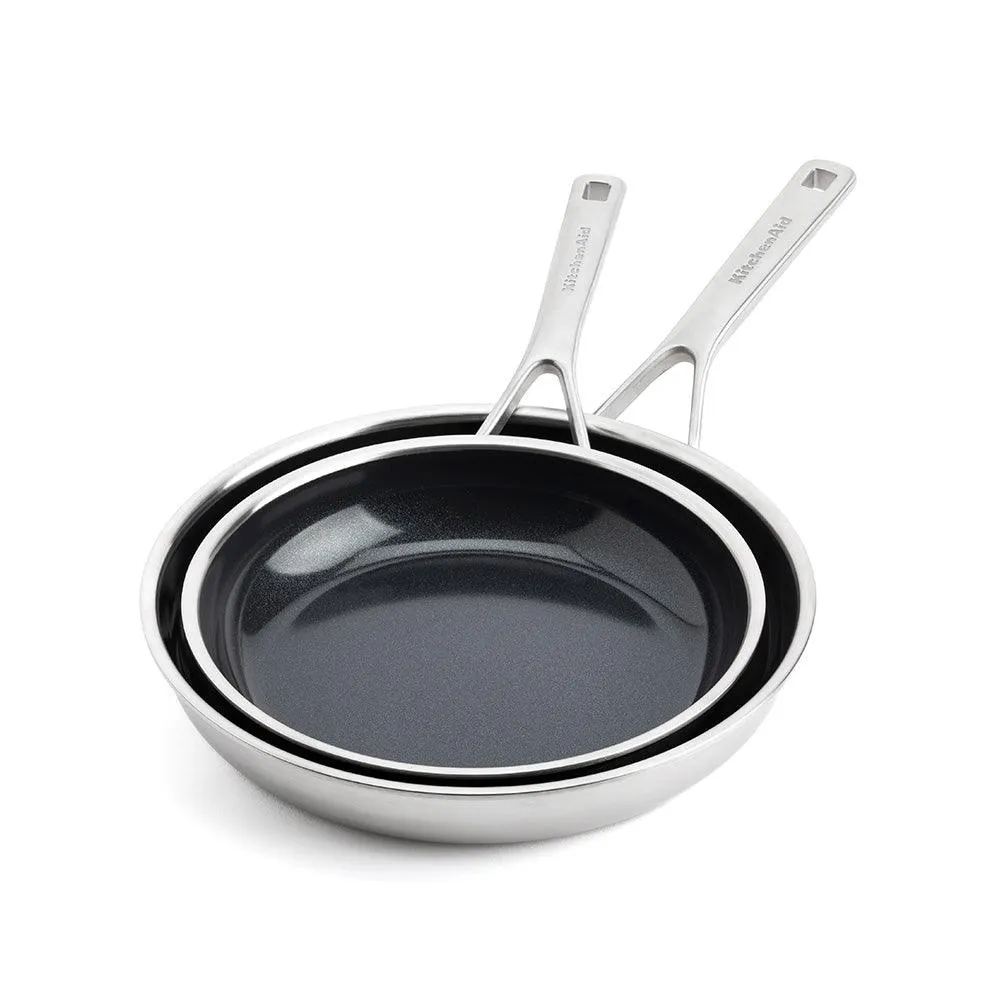 KitchenAid Bratpfannen-Set 24/28 cm, mehrlagiger Edelstahl mit keramischer Antihaftbeschichtung