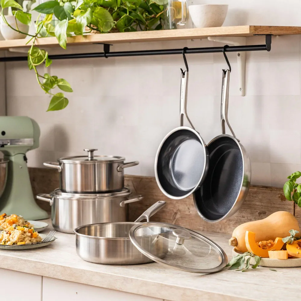 KitchenAid Bratpfannen-Set 24/28 cm, mehrlagiger Edelstahl mit keramischer Antihaftbeschichtung